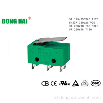 Tiang Ganda Subminiature Mikro Beralih 3 Pin PCB